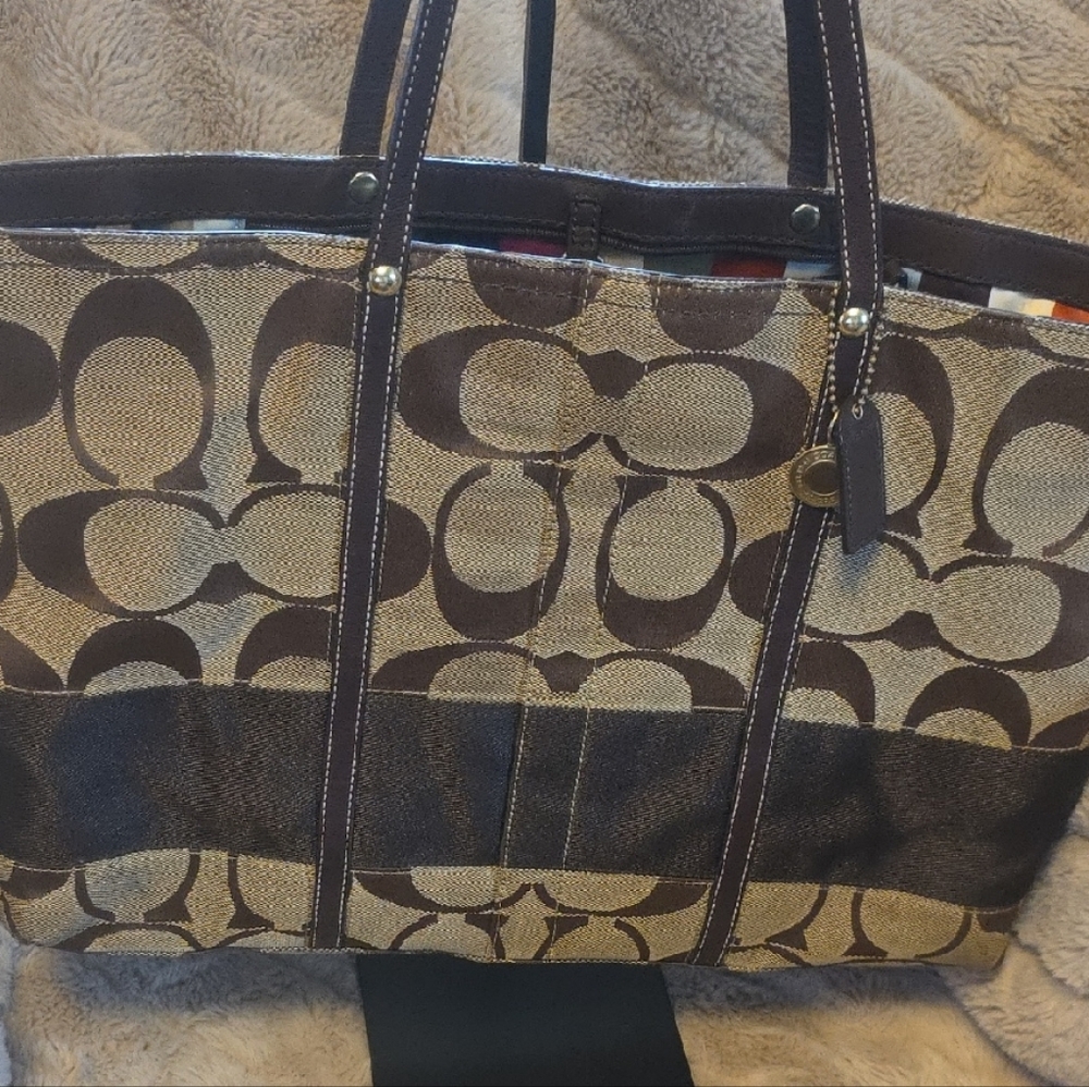 Coach Brown Signature Tote Bag